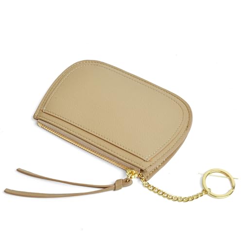 YBRAVO Damen-Geldbörse aus Leder mit RFID-Blockierung, minimalistische Damen-Geldbörse, tragbare Mini-Geldbörse mit Reißverschlusstasche (Color : Khaki) von YBRAVO