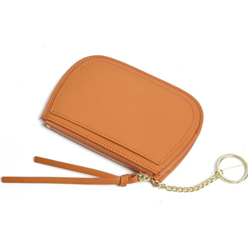 YBRAVO Damen-Geldbörse aus Leder mit RFID-Blockierung, minimalistische Damen-Geldbörse, tragbare Mini-Geldbörse mit Reißverschlusstasche (Color : Orange) von YBRAVO