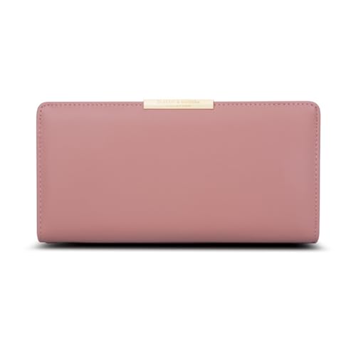 YBRAVO Damen-Geldbörse aus weichem Leder, Leder-Kreditkartenhalter, Bifold-Clutch, Münz-Reißverschluss, Lange Reise-Geldbörse für Frauen und Mädchen (Color : Pink) von YBRAVO