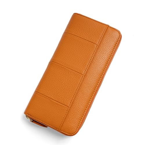 YBRAVO Damen-Geldbörsen aus echtem Leder, Lange Geldscheinklammern, Geldorganisatoren, Geldbörsen, Kartenetuis, Handtaschen, blockierende Geldbörse (Color : Orange) von YBRAVO