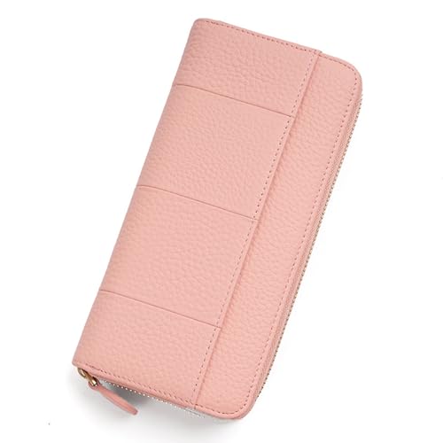 YBRAVO Damen-Geldbörsen aus echtem Leder, Lange Geldscheinklammern, Geldorganisatoren, Geldbörsen, Kartenetuis, Handtaschen, blockierende Geldbörse (Color : Pink) von YBRAVO