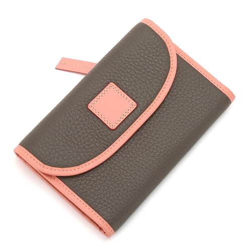 YBRAVO Echtes Leder Geldbörse Damen Dame Trifold Fashion Kartenetui Brieftasche Reißverschluss Münzfach Taschengeldbörse Große Kapazität (Color : Gray) von YBRAVO