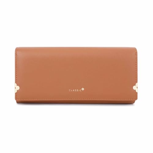 YBRAVO Frauen Geldbörse Weiches Leder Multi-Karten-Organizer Dame Clutch Luxus Frauen Viele Abteilungen Große Kapazität Geldbörsen Mode Weibliche Kartenhalter Billfold (Color : Brown) von YBRAVO