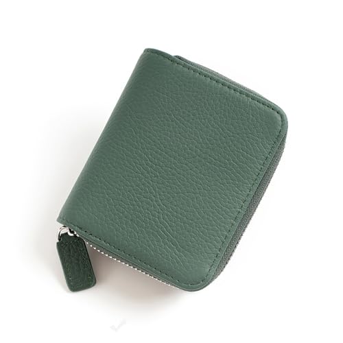 YBRAVO Kleine Geldbörse aus echtem Leder für Damen, echtes Leder, RFID-blockierendes Kreditkartenetui, Elegante Clutch-Geldbörse mit Reißverschluss, Kurze Münzbörse (Color : Green) von YBRAVO