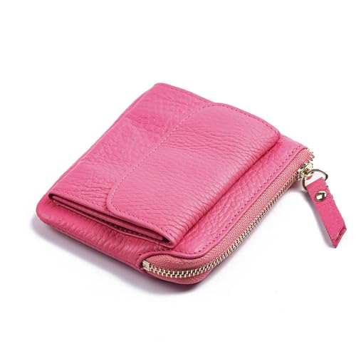 YBRAVO Kleine Geldbörse aus weichem Leder für Damen, RFID-blockierendes Mini-Kartenetui für Damen mit Reißverschlusstasche (Color : Pink) von YBRAVO