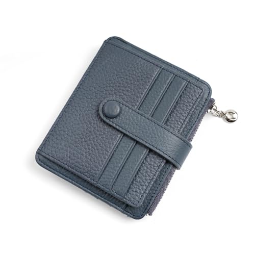 YBRAVO Kleine Geldbörse für Damen, RFID-blockierende Bifold-Geldbörsen, Reißverschluss, Leder, Münzgeldbörse, Kreditkartenetui, Geldbörsen mit Ausweisfenster (Color : Blue) von YBRAVO