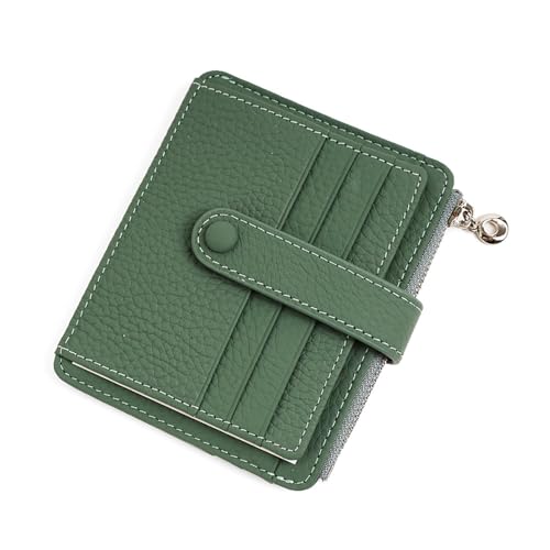 YBRAVO Kleine Geldbörse für Damen, RFID-blockierende Bifold-Geldbörsen, Reißverschluss, Leder, Münzgeldbörse, Kreditkartenetui, Geldbörsen mit Ausweisfenster (Color : Green) von YBRAVO