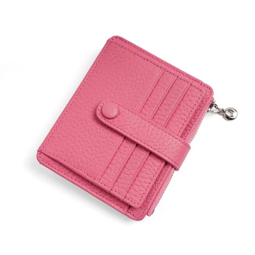 YBRAVO Kleine Geldbörse für Damen, RFID-blockierende Bifold-Geldbörsen, Reißverschluss, Leder, Münzgeldbörse, Kreditkartenetui, Geldbörsen mit Ausweisfenster (Color : Pink) von YBRAVO