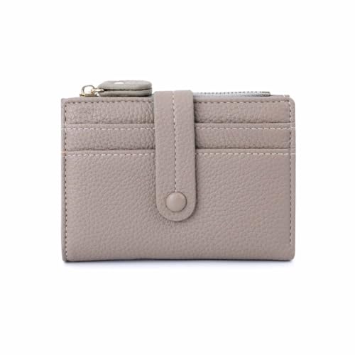 YBRAVO Kleine Geldbörsen für Damen, RFID-blockierende, schmale Bifold-Damenbrieftasche aus Leder mit Reißverschluss, Münzbörse, Geldbörsen mit 1 Ausweisfenster (Color : Gray) von YBRAVO