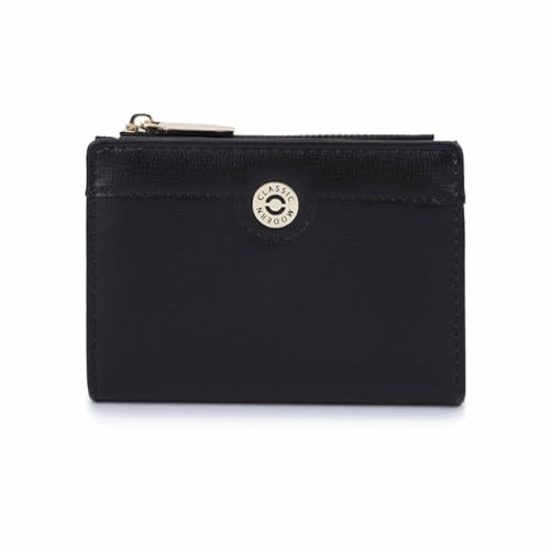 YBRAVO Kleine Geldbörsen für Damen, schmales Bifold-Münzgeldbörse mit Reißverschluss, Ausweishalter, schlanker Bifold-Kartenhalter, minimalistisches Quasten-Reißverschluss-Münzfach (Color : Black) von YBRAVO