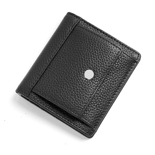 YBRAVO Kleine Leder-Geldbörse für Damen, RFID-blockierendes echtes Leder, kompakte Bifold-Tasche, Damen-Geldbörse mit Reißverschluss, Mini-Geldbörse (Color : Black) von YBRAVO