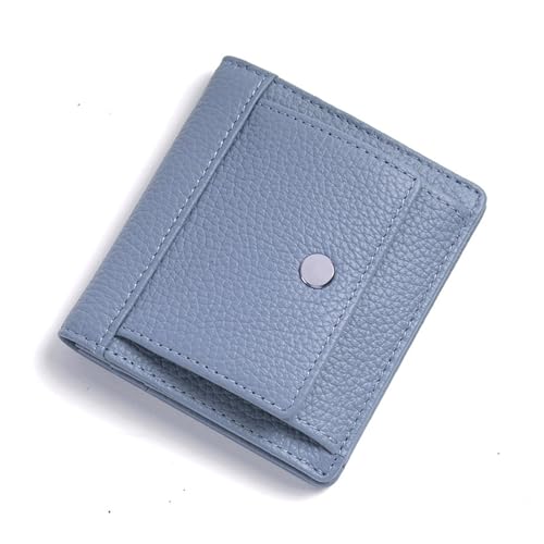 YBRAVO Kleine Leder-Geldbörse für Damen, RFID-blockierendes echtes Leder, kompakte Bifold-Tasche, Damen-Geldbörse mit Reißverschluss, Mini-Geldbörse (Color : Blue) von YBRAVO