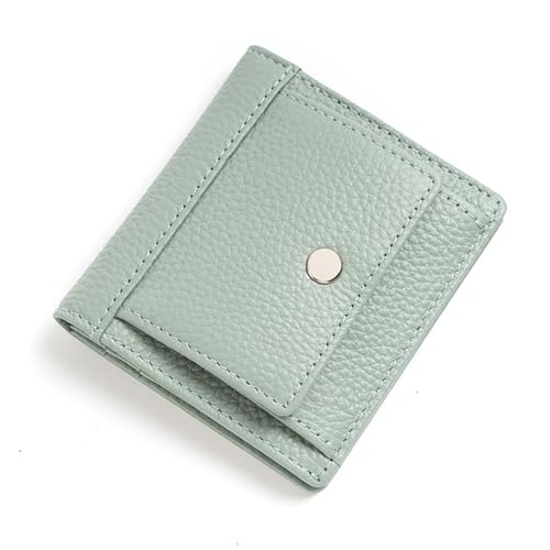 YBRAVO Kleine Leder-Geldbörse für Damen, RFID-blockierendes echtes Leder, kompakte Bifold-Tasche, Damen-Geldbörse mit Reißverschluss, Mini-Geldbörse (Color : Green) von YBRAVO