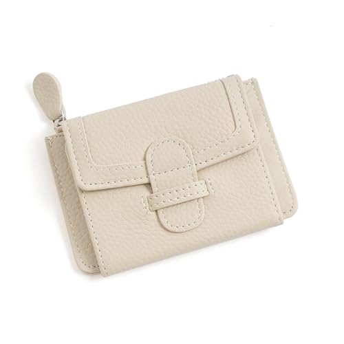 YBRAVO Kleines Kartenetui für Damen, Leder-Geldbörse mit RFID-Blockierung, Bifold-Geldbörse für Damen, Kartenetui, Münzfach mit Reißverschluss und Ausweisfenster (Color : White) von YBRAVO