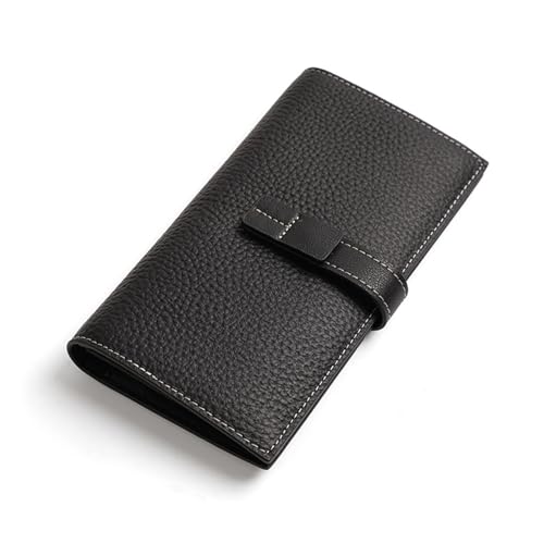 YBRAVO Lange Damen-Geldbörse aus Leder mit Mehreren Taschen, Lange Geldbörse aus echtem Leder, modische Kartenhalter-Geldbörsen mit Münzfach mit Reißverschluss (Color : Black) von YBRAVO