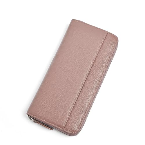 YBRAVO Lange Damen-Geldbörse aus Leder mit RFID-Blockierung, Organkartenhalter, hohe Kapazität, mehrere Fächer, Hand-Reißverschluss-Geldbörse, Handy-Geldbörse (Color : Pink) von YBRAVO