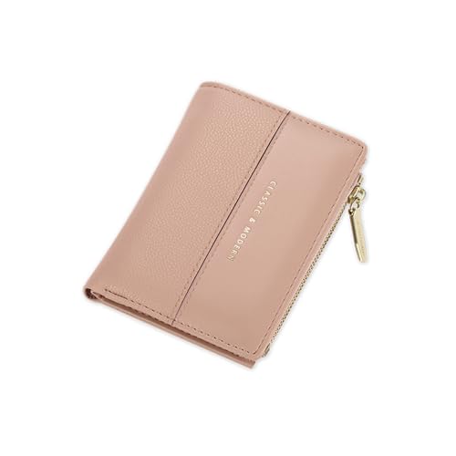 YBRAVO Leder-Geldbörse für Damen, Exquisite Verarbeitung, Alltags-Geldbörse, Reißverschlussfach, Bifold-Geldbörse, Kartenhalter mit Ausweisfenster (Color : Pink) von YBRAVO