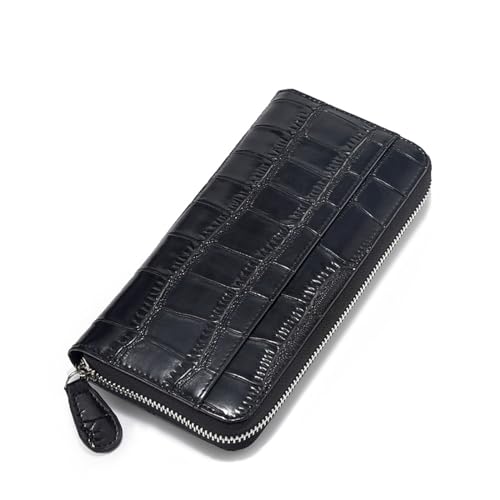 YBRAVO Leder-Geldbörsen für Damen, Damen-Clutch-Geldbörse aus veganem PU-Leder mit Reißverschluss, Handy-Geldbörse, Kartenhalter, Organizer (Color : Black) von YBRAVO