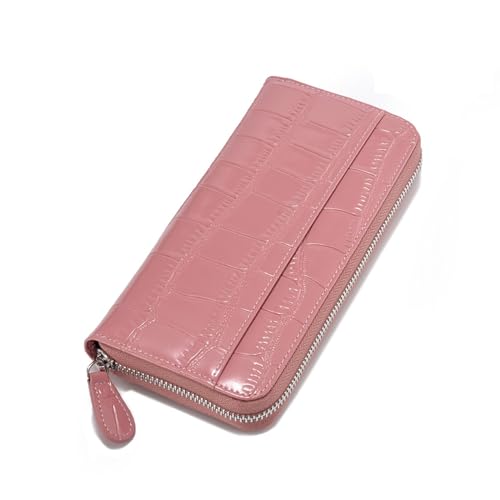 YBRAVO Leder-Geldbörsen für Damen, Damen-Clutch-Geldbörse aus veganem PU-Leder mit Reißverschluss, Handy-Geldbörse, Kartenhalter, Organizer (Color : Pink) von YBRAVO