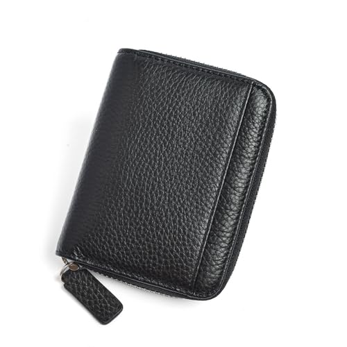 YBRAVO Leder-Kreditkartenetui, RFID-Kartenetui, Geldbörse, Kleiner Akkordeon-Kartenetui mit Reißverschluss, Karten-Organizer-Etui für Damen und Herren (Color : Black) von YBRAVO