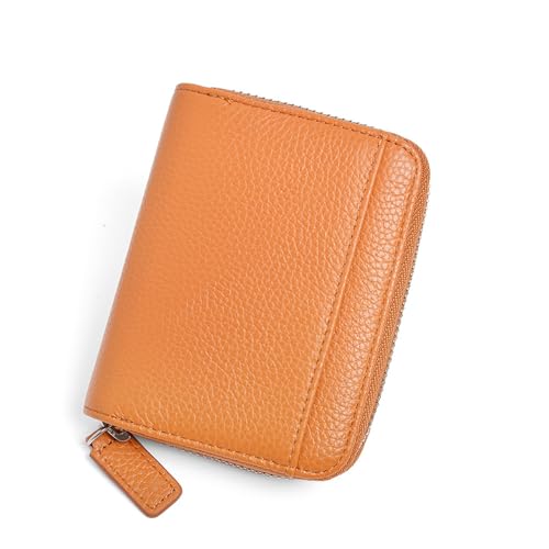 YBRAVO Leder-Kreditkartenetui, RFID-Kartenetui, Geldbörse, Kleiner Akkordeon-Kartenetui mit Reißverschluss, Karten-Organizer-Etui für Damen und Herren (Color : Orange) von YBRAVO