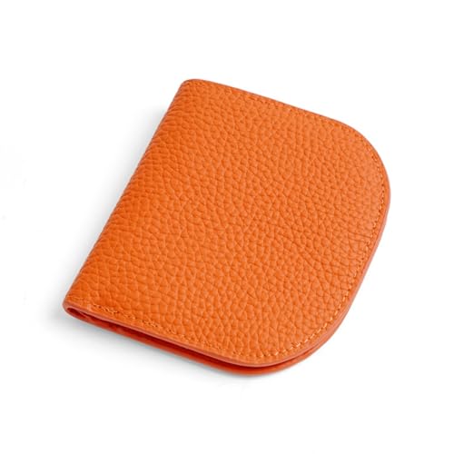 YBRAVO Leder-Mini-Geldbörse, Neue Damen-Leder-Geldbörse, schlank, einfach, Kartenhalter, tragbare Schnalle, Geldbörsen, 6 Kartenfächer, hohe Kapazität (Color : Orange) von YBRAVO