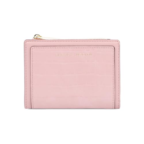 YBRAVO Modische, Schlichte Leder-Geldbörse für Damen, Alltags-Geldbörse mit Reißverschlusstasche und Kartenhalter mit Ausweisfenster (Color : Pink) von YBRAVO