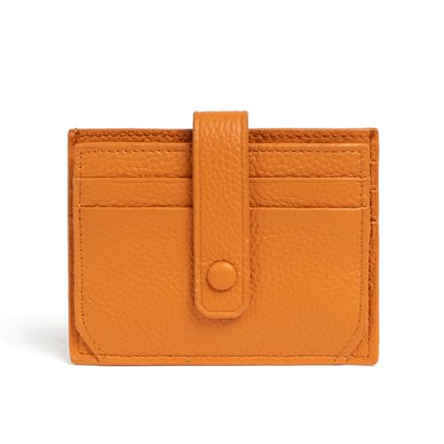 YBRAVO Schlankes, minimalistisches Kartenetui für Damen, RFID-blockierendes Leder, ultraflaches Portemonnaie, Kreditkartenetui für Damen (Color : Orange) von YBRAVO