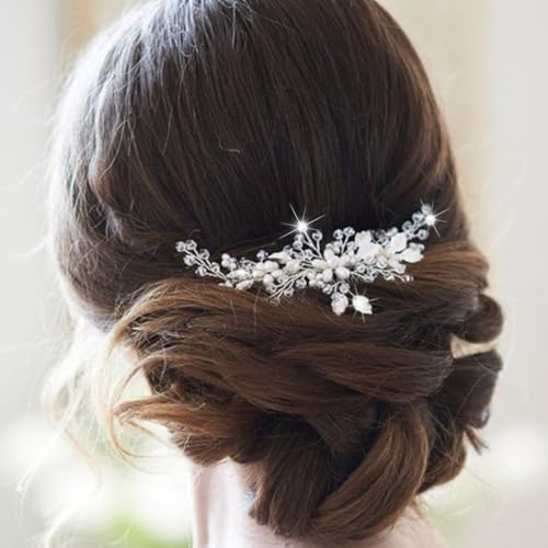 YBSHIN Perlen-Braut-Hochzeits-Haarkamm, silberfarben, Strass, Haarschmuck für Damen YBSHIN Perlen-Braut-Hochzeits-Haarkamm, silberfarben, Strass, Haarschmuck für Damen von YBSHIN