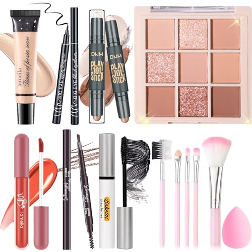 YBUETE Make-up-Set für Frauen, Mädchen und Teenager, Geschenk-Make-up-Set, enthält 9 bunte Lidschatten, Make-up-Stift von YBUETE