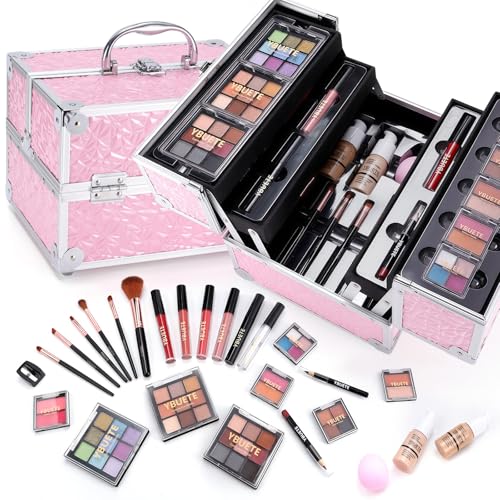 YBUETE Professional Makeup Kit for Girl Women, Full Starter Cosmetic Set with Storage Case, Reusable Full Cosmetic Train Case Included Foundation Eyeshadow Blush Lipstick Lip Liner Mascara Eyeliner YBUETE Professional Makeup Kit for Girl Women, Full Starter Cosmetic Set with Storage Case, Reusable Full Cosmetic Train Case Included Foundation Eyeshadow Blush Lipstick Lip Liner Mascara Eyeliner von YBUETE