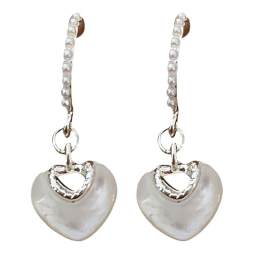 YBWZH Cubic Zirconia Love Heart Earrings Drop Hinged Earring Hoop Dangling Earrings Vintage Elegant Earrings Hanging Pendant Earrings or Women Small Earrings Daily Earrings Ornaments, Einheitsgröße, von YBWZH
