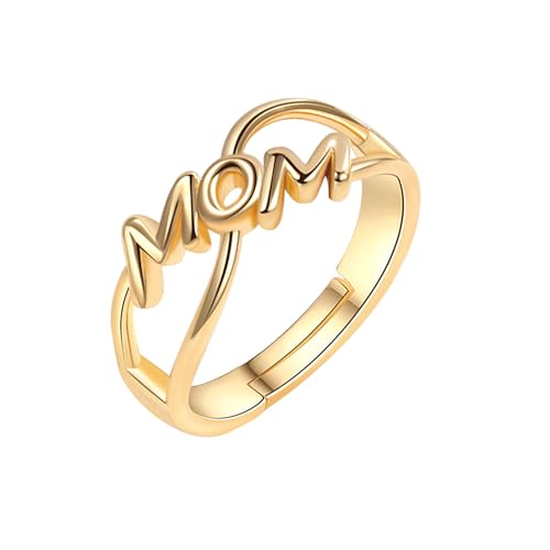 YBWZH Offener Ring mit Aufschrift "Mom", perfekt für Ihre Mutter, symbolisiert Liebe und Dankbarkeit am Muttertag, A, Kupfer, Kein Edelstein YBWZH Offener Ring mit Aufschrift "Mom", perfekt für Ihre Mutter, symbolisiert Liebe und Dankbarkeit am Muttertag, A, Kupfer, Kein Edelstein von YBWZH