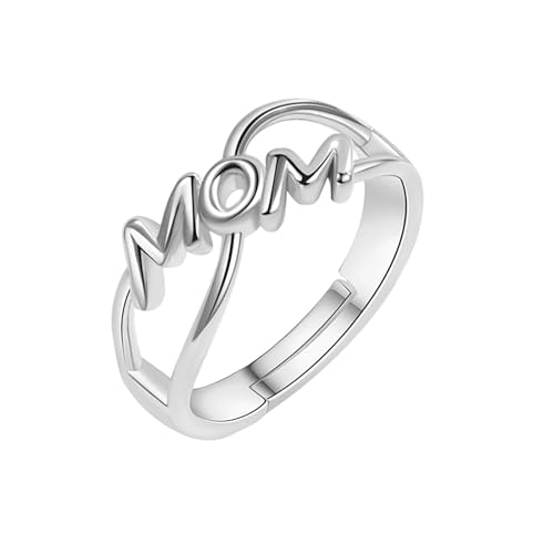 YBWZH Offener Ring mit Aufschrift "Mom", perfekt für Ihre Mutter, symbolisiert Liebe und Dankbarkeit am Muttertag, A, Kupfer, Kein Edelstein YBWZH Offener Ring mit Aufschrift "Mom", perfekt für Ihre Mutter, symbolisiert Liebe und Dankbarkeit am Muttertag, A, Kupfer, Kein Edelstein von YBWZH