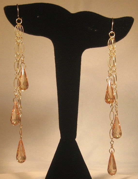 Crystal Falls Ohrringe | Timeless Glamour Collection Champagner Cz Und Vergoldetem Sterling Silber von YBrandCreations