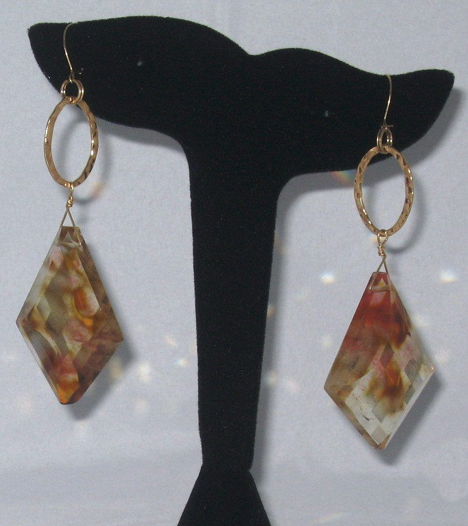 Romanze Bernstein Ohrringe | Nature Rocks Kollektion Goldener Watermelon Quartz 14K Gold Fill von YBrandCreations