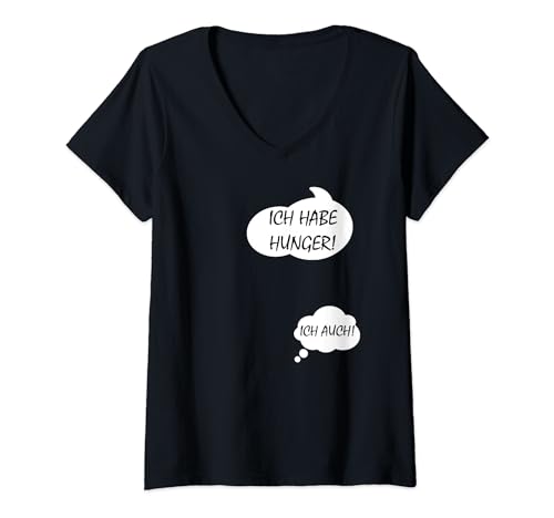 Damen Ich habe Hunger Ich auch - Schwangerschaft Schwanger Mode T-Shirt mit V-Ausschnitt von YC Dress - Ich habe Hunger Ich auch Schwanger Mode
