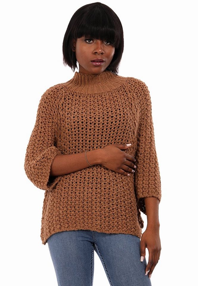 YC Fashion & Style Ajourpullover Lässiger 3/4-Arm Strickpullover im Oversize-Look – One Size (34–42) (1-tlg) in Unifarbe von YC Fashion & Style