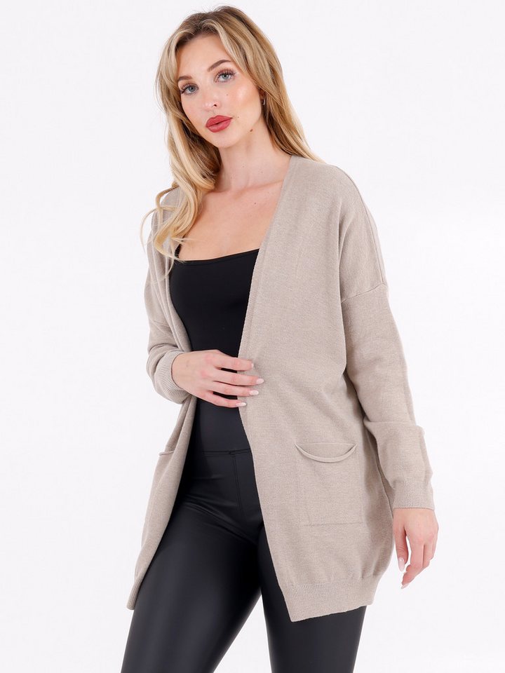 YC Fashion & Style Cardigan Offene Strickjacke mit aufgesetzten Taschen – One Size (34–42) in Unifarbe von YC Fashion & Style