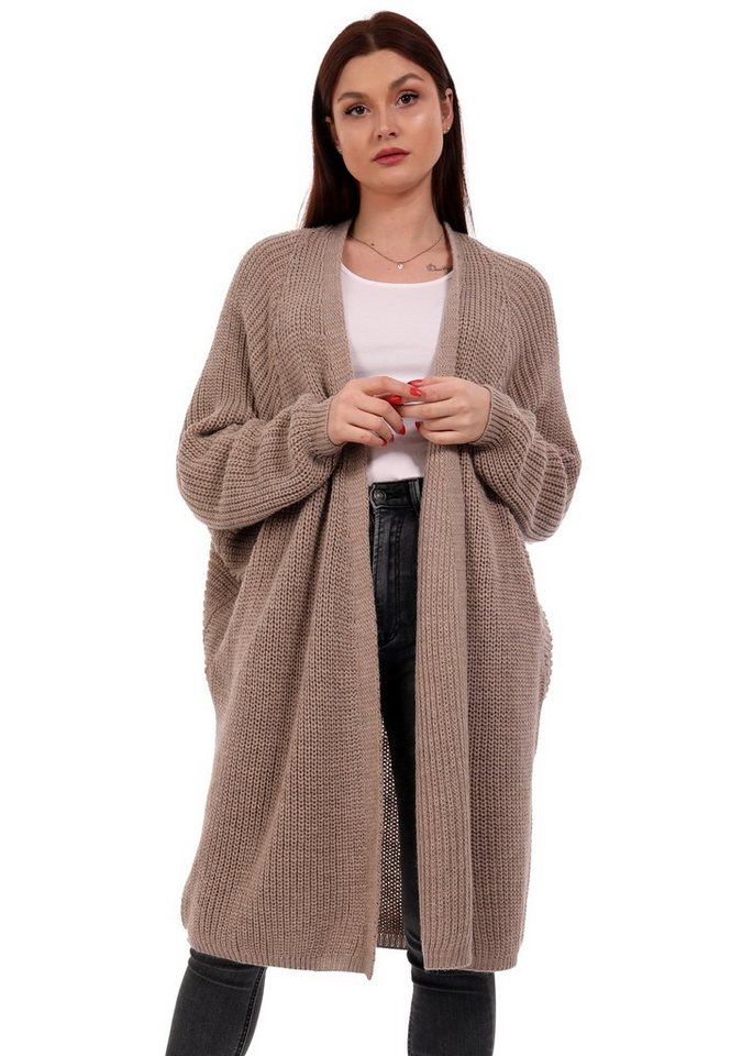 YC Fashion & Style Cardigan Oversize Cardigan Strickjacke Basic verschlusslos Grobstrick Plus Size (1-tlg) in Unifarbe von YC Fashion & Style