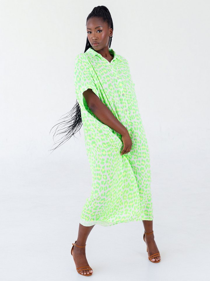 YC Fashion & Style Hemdblusenkleid Oversized Musselin Kleid im Hemdblusenstil – bequem & stylisch mit Alloverdruck von YC Fashion & Style