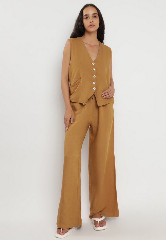 YC Fashion & Style Hosenanzug Zweiteiliger Anzug aus Leinen Hose & Weste (2-tlg) im 2-teiligen Set im lässigen Look von YC Fashion & Style