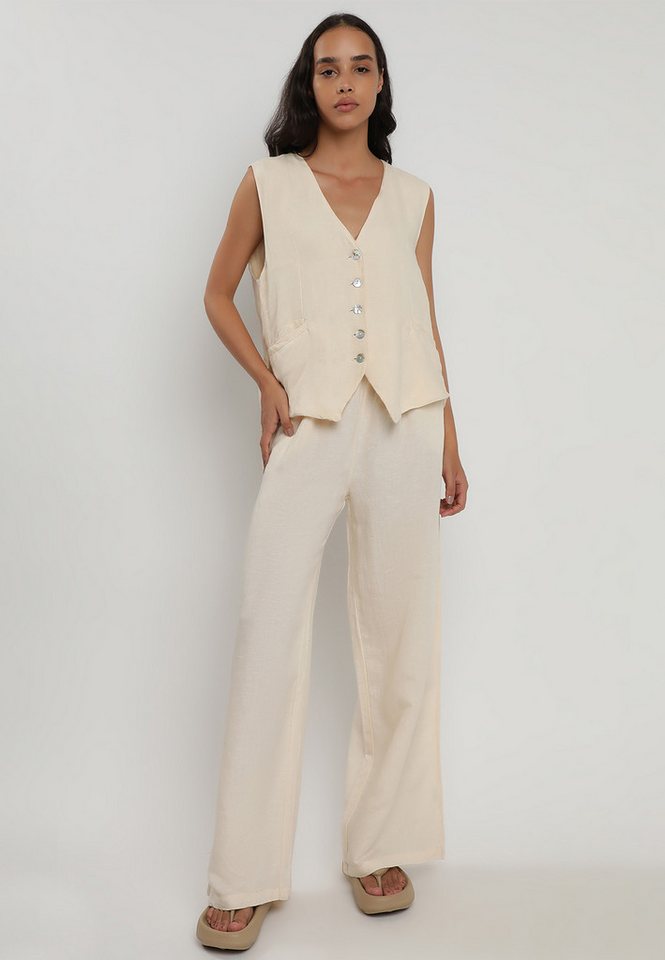 YC Fashion & Style Hosenanzug Zweiteiliger Anzug aus Leinen Hose & Weste (2-tlg) im 2-teiligen Set im lässigen Look von YC Fashion & Style