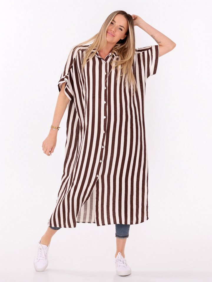 YC Fashion & Style Longbluse Hemdblusenkleid in Oversized-Passform aus reiner Baumwolle mit allover Print von YC Fashion & Style