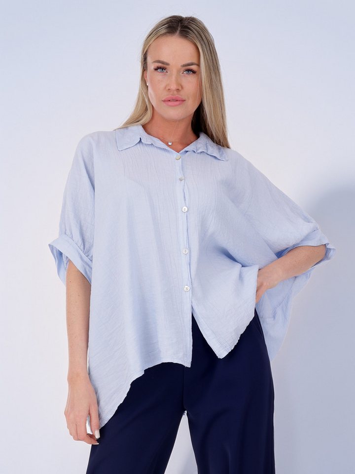 YC Fashion & Style Longbluse Weite Damenbluse aus 100 % Viskose mit Knopfleiste Basic von YC Fashion & Style