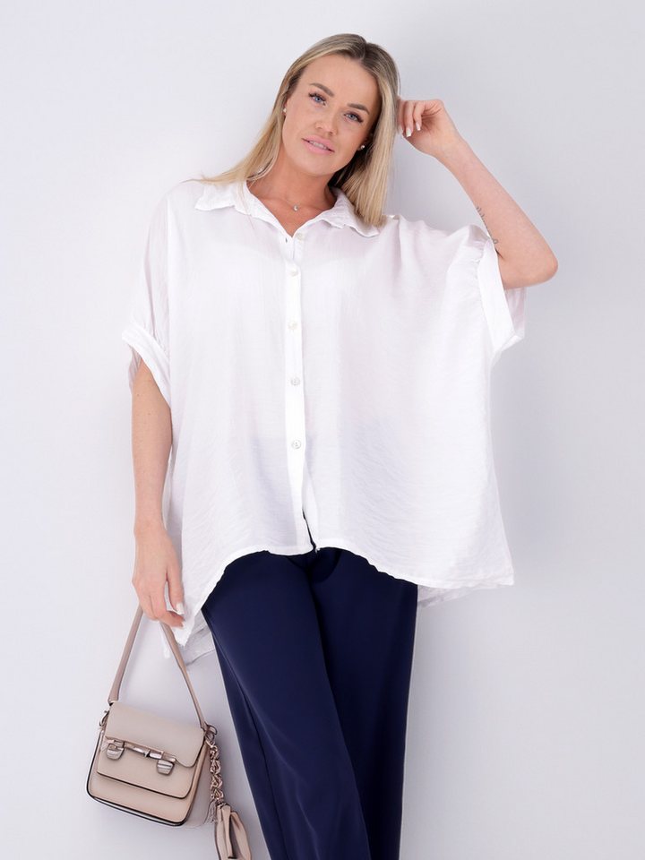 YC Fashion & Style Longbluse Weite Damenbluse aus 100 % Viskose mit Knopfleiste Basic von YC Fashion & Style