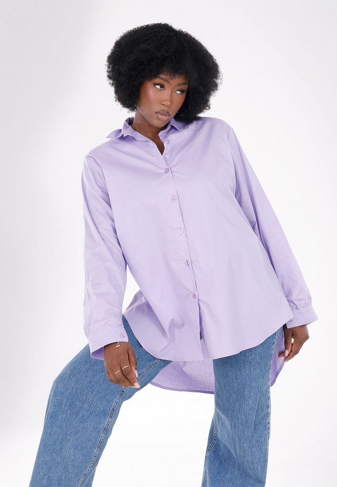 YC Fashion & Style Longbluse aus 100 % Baumwolle mit längerem Rückenteil in Unifarbe von YC Fashion & Style