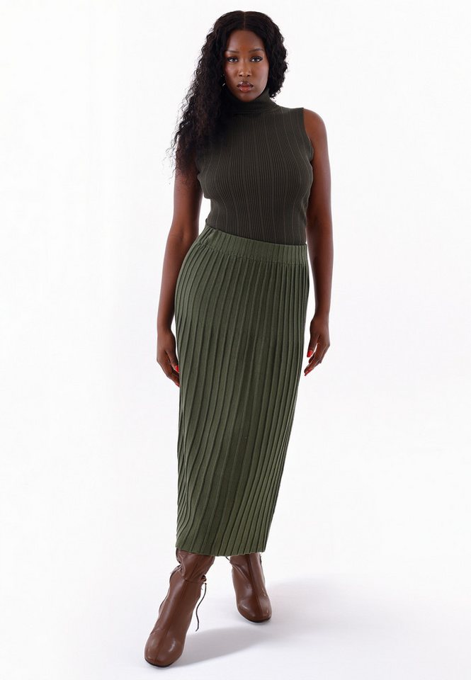 YC Fashion & Style Maxirock Strickrock Midi Rippoptik – elegant & bequem One Size 34-42 in Unifarbe von YC Fashion & Style