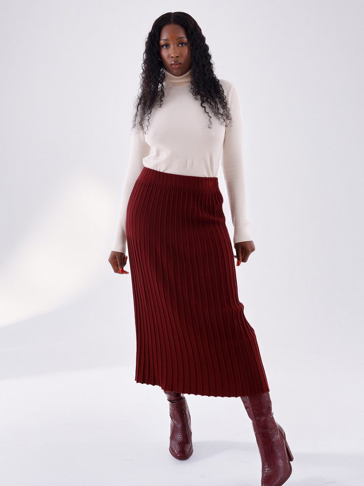 YC Fashion & Style Maxirock Strickrock Midi Rippoptik – elegant & bequem One Size 34-42 in Unifarbe von YC Fashion & Style