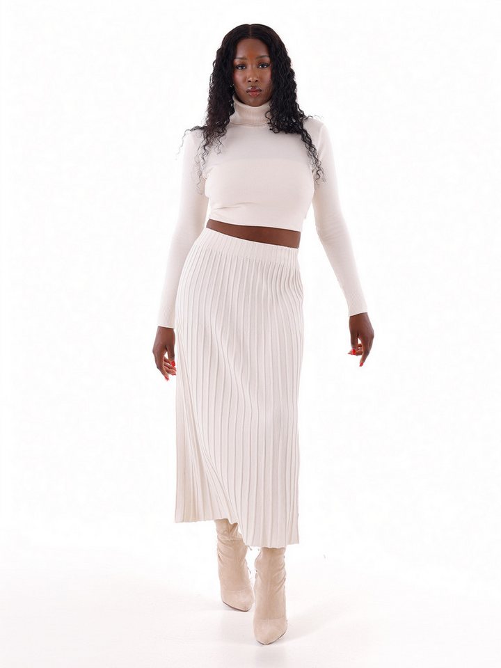 YC Fashion & Style Maxirock Strickrock Midi Rippoptik – elegant & bequem One Size 34-42 in Unifarbe von YC Fashion & Style